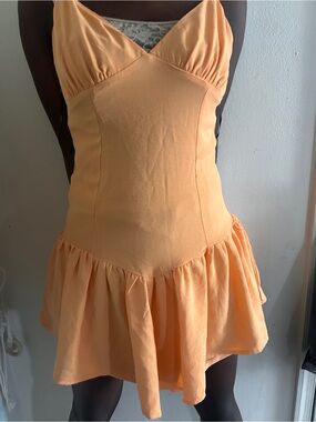 SHEIN Peach Ruffle Hem Maxi Dress